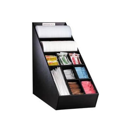 DISPENSE RITE Dispense-Rite Countertop Lid, Straw & Condiment Organizer - Narrow, Black NLO-1B